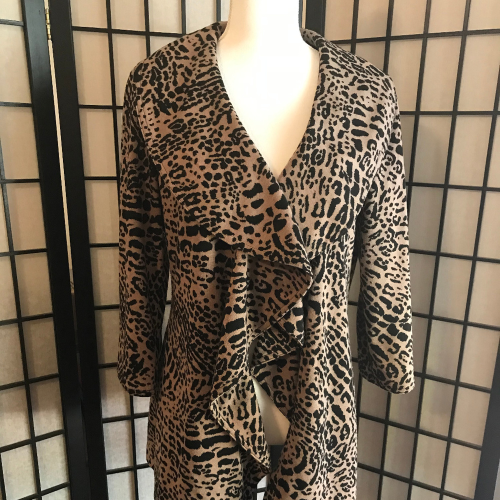 Calvin Klein - Open Front Cheetah Print Blazer